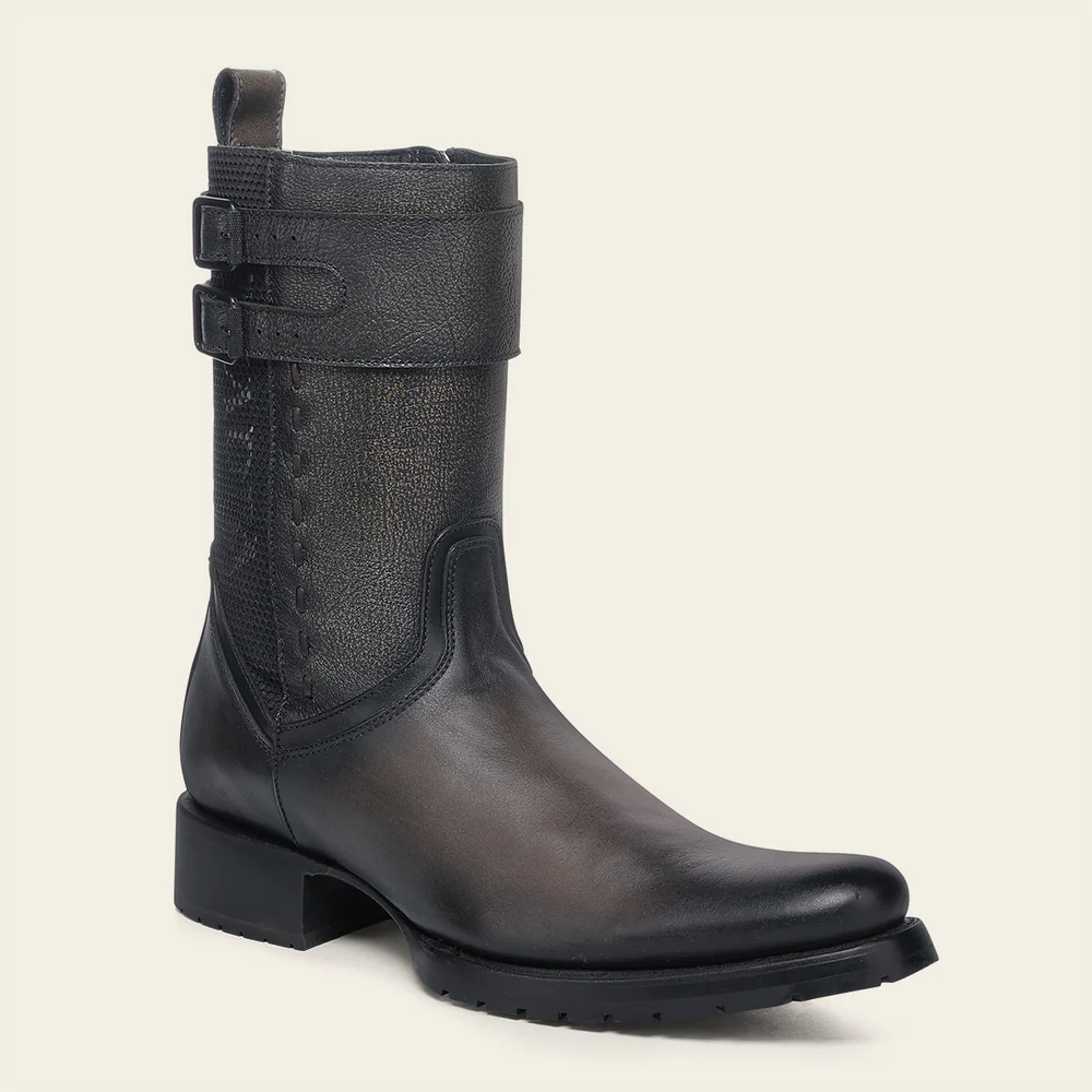 Cuadra Men’s Urban Black Leather Boot with Buckle Straps and Track Sole 4 Cuadra Men’s Urban Black Leather Boot with Buckle Straps and Track Sole