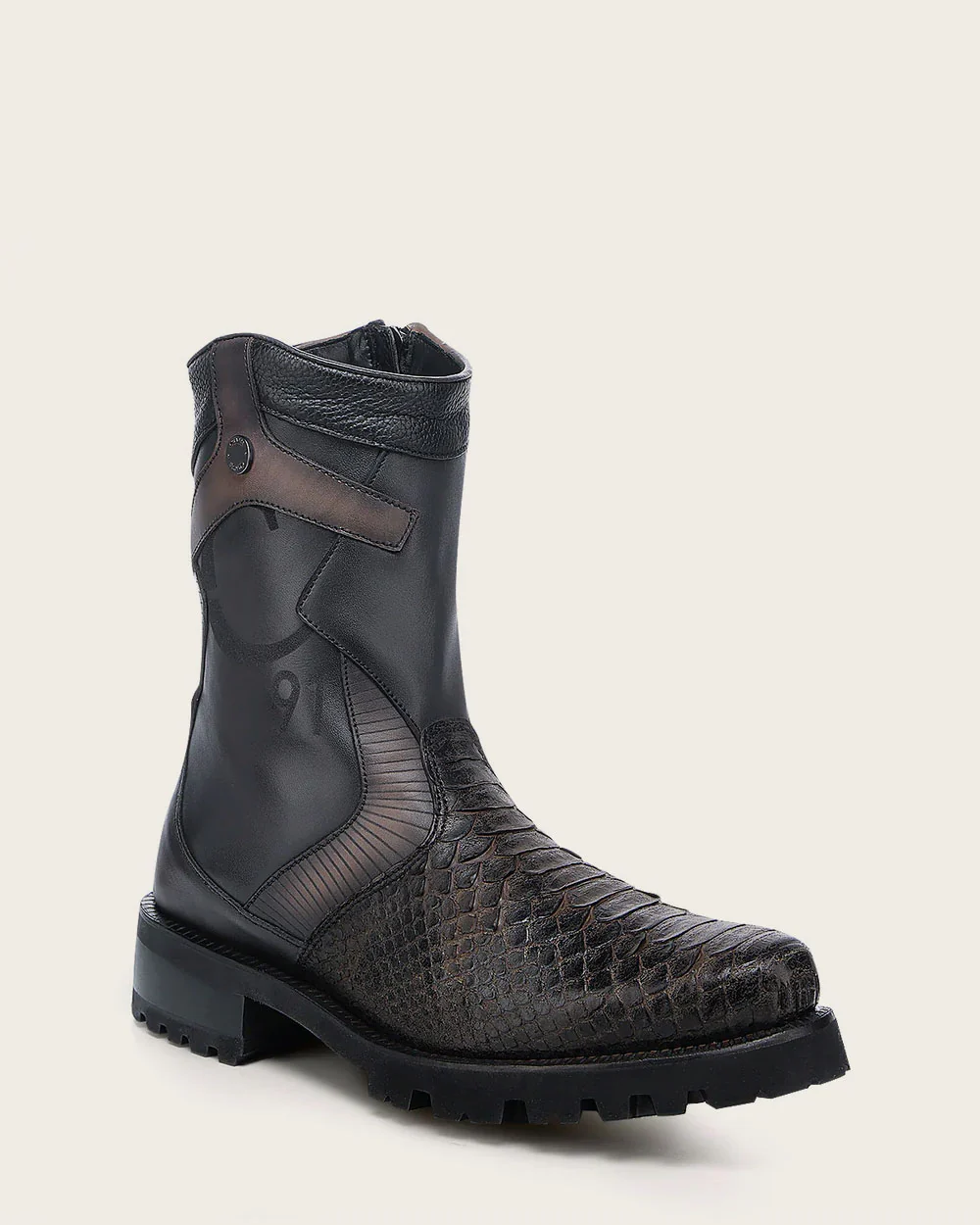 Genuine Python Leather Biker Boot for Men