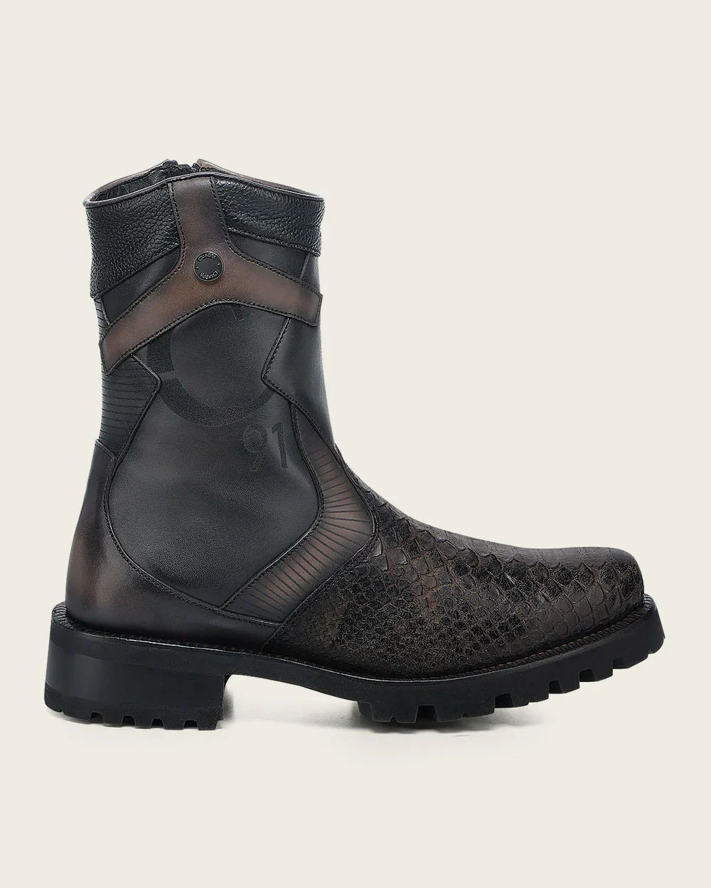 Genuine Python Leather Biker Boot for Men