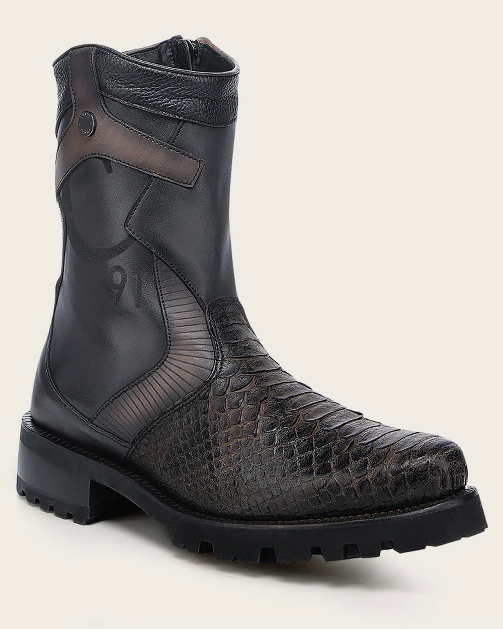 Genuine Python Leather Biker Boot for Men