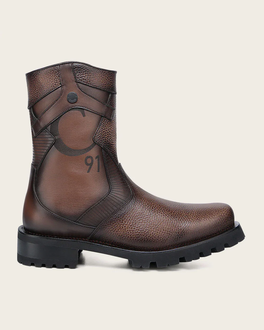 Luxury Bovine Leather Biker Boot for Men
