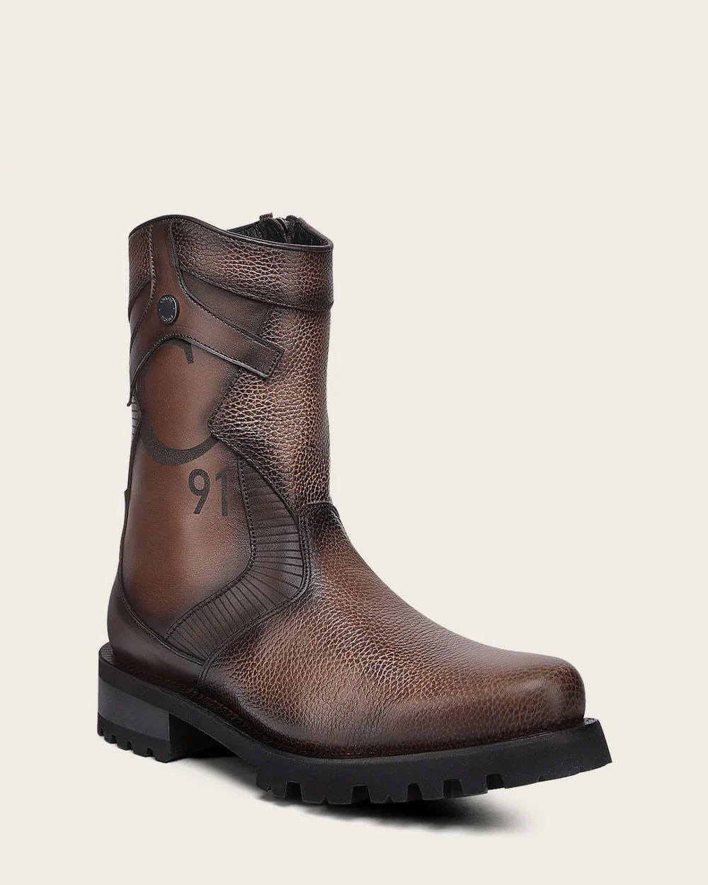 Luxury Bovine Leather Biker Boot for Men