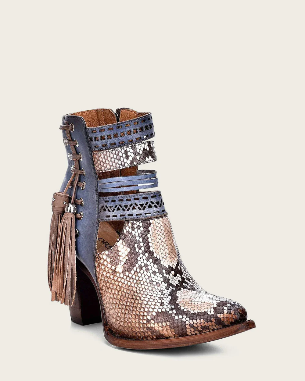 Blue Python Leather Ankle Bootie 14 Blue Python Leather Ankle Bootie