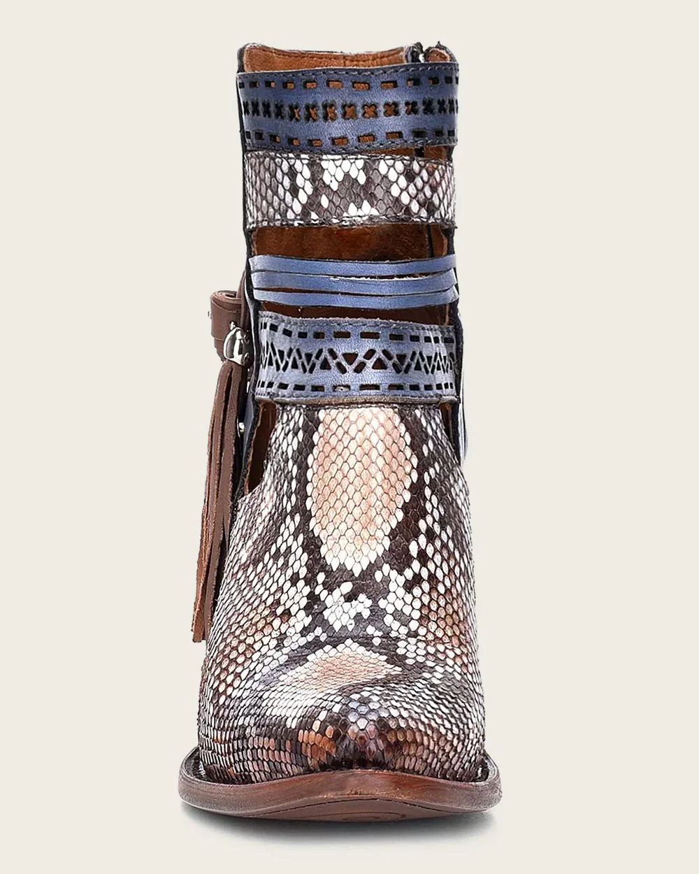 Blue Python Leather Ankle Bootie 16 Blue Python Leather Ankle Bootie