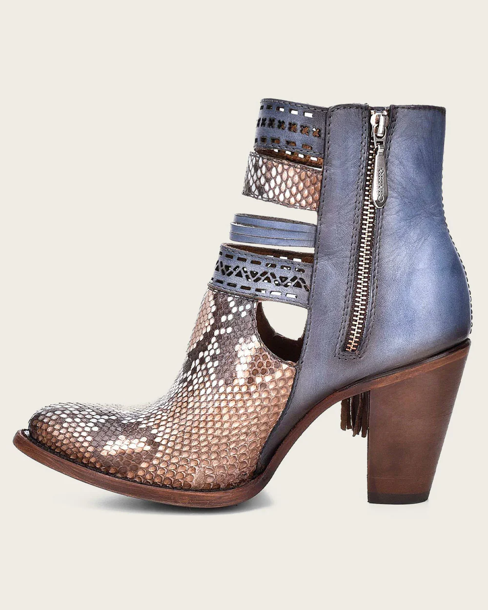 Blue Python Leather Ankle Bootie 5 Blue Python Leather Ankle Bootie