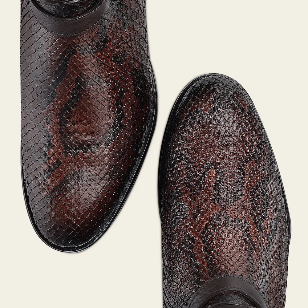 Women’s Chocolate Tall Equestrian Boot in Genuine Python & Calf Leather