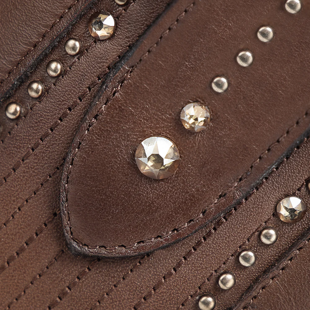 Women’s Honey Python & Calfskin Ankle Boot with Crystals and Studs