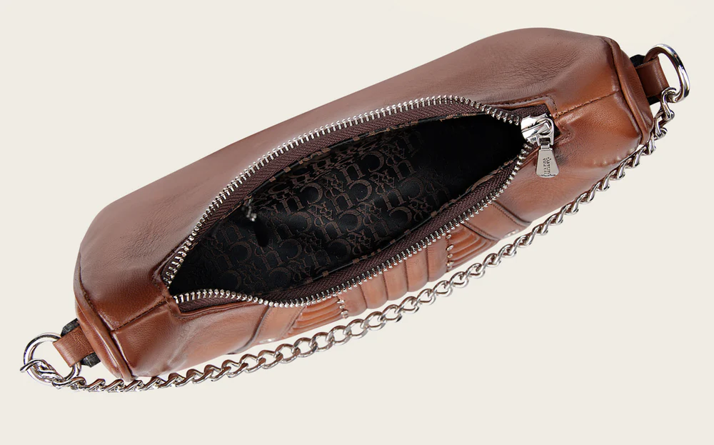 Luxury Honey Python Leather Crossbody Handbag with Chain Strap