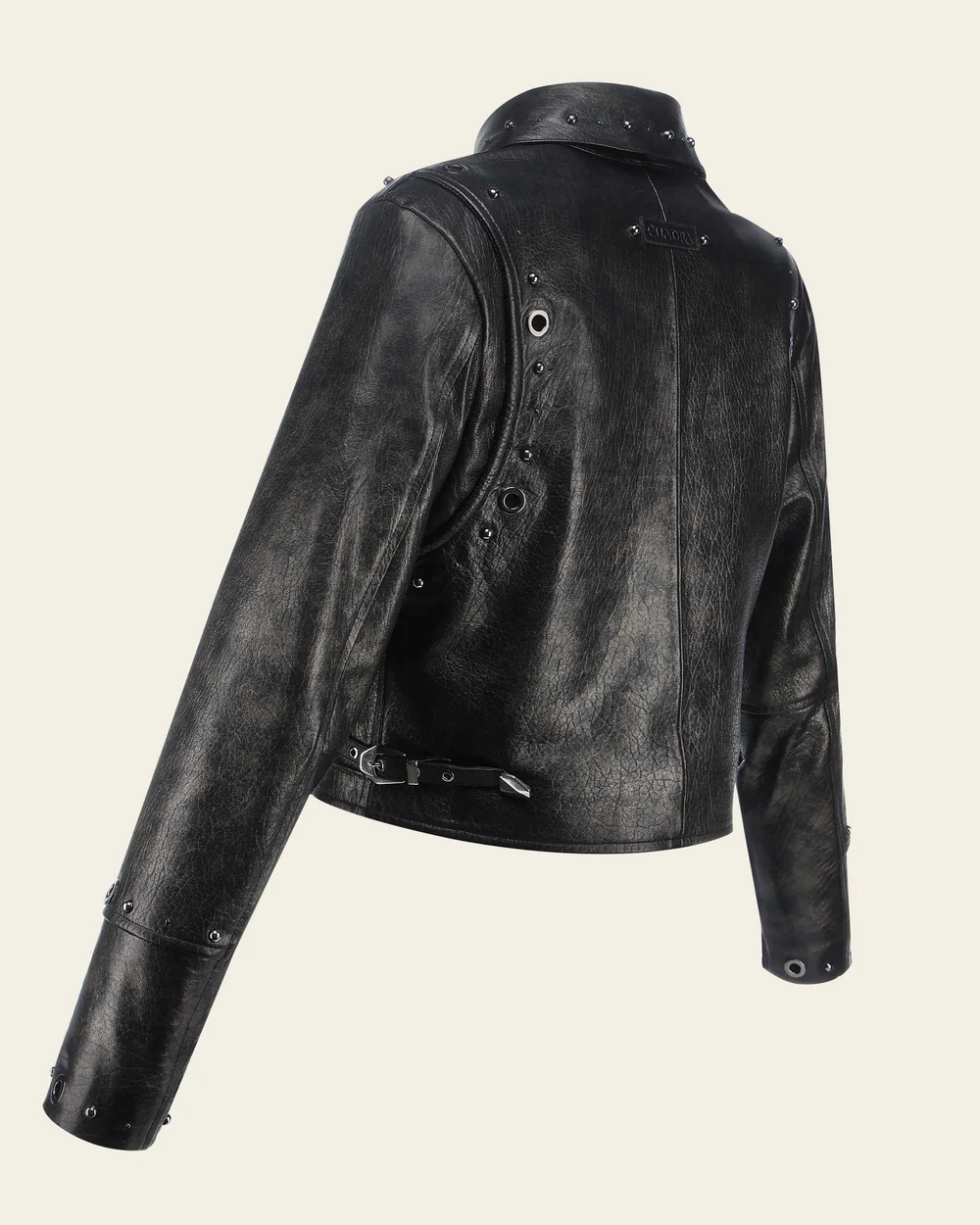 Black Zipper and Studs Leather Jacket 5 Black Zipper and Studs Leather Jacket