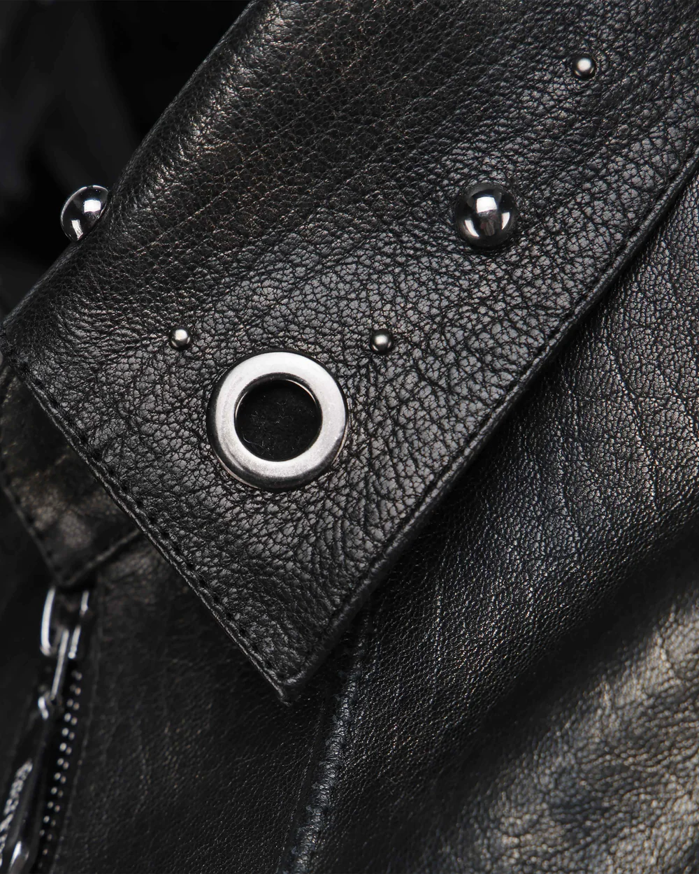 Black Zipper and Studs Leather Jacket 9 Black Zipper and Studs Leather Jacket