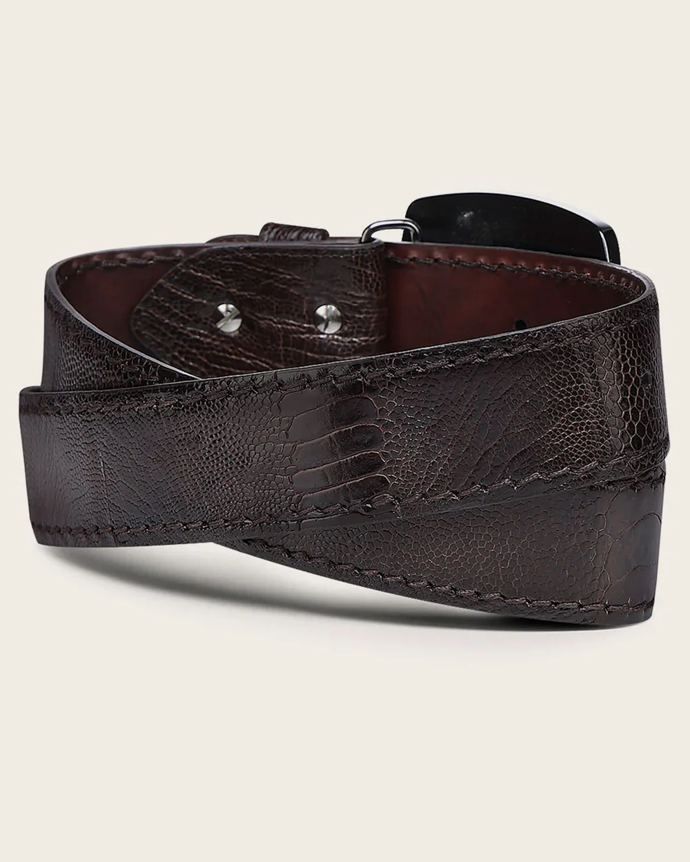 Men’s Western Belt in Genuine Ostrich Leg & Bovine Leather 8 Men’s Western Belt in Genuine Ostrich Leg & Bovine Leather