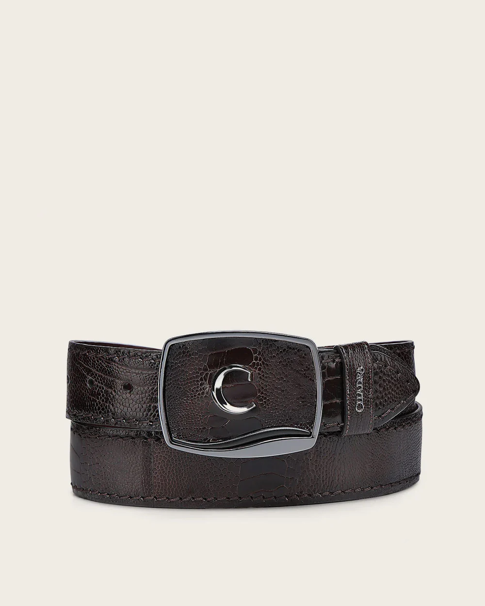 Men’s Western Belt in Genuine Ostrich Leg & Bovine Leather 9 Men’s Western Belt in Genuine Ostrich Leg & Bovine Leather