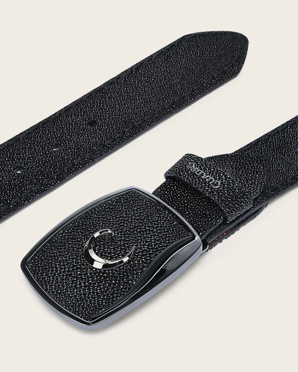 Cuadra Black Cowboy Belt for Men in Genuine Stingray and Bovine Leather 10 Cuadra Black Cowboy Belt for Men in Genuine Stingray and Bovine Leather