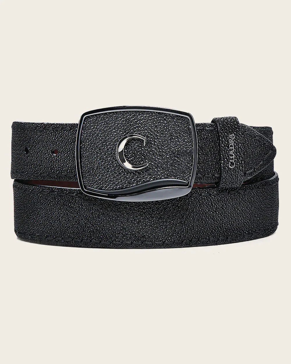 Cuadra Black Cowboy Belt for Men in Genuine Stingray and Bovine Leather