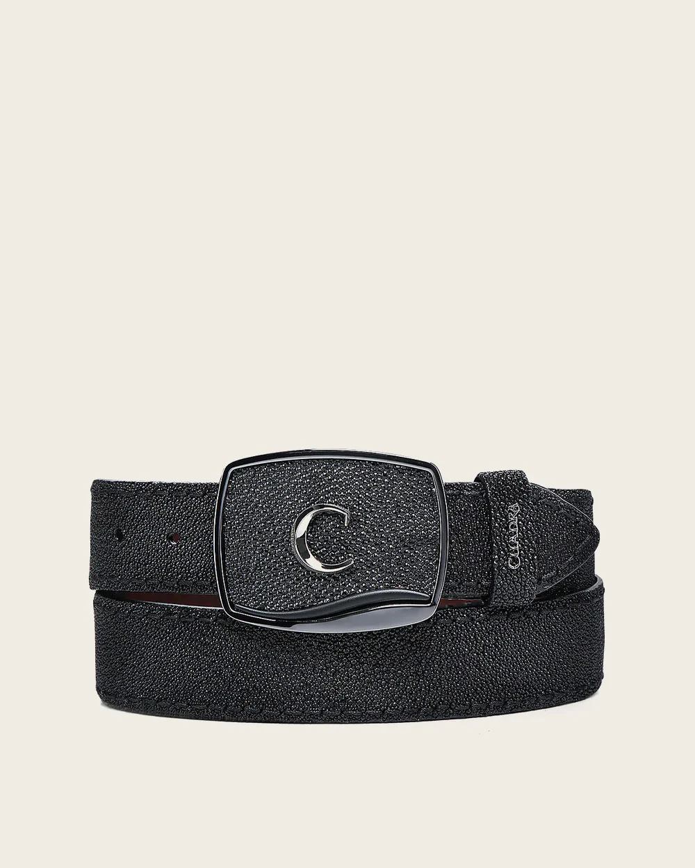 Cuadra Black Cowboy Belt for Men in Genuine Stingray and Bovine Leather 9 Cuadra Black Cowboy Belt for Men in Genuine Stingray and Bovine Leather
