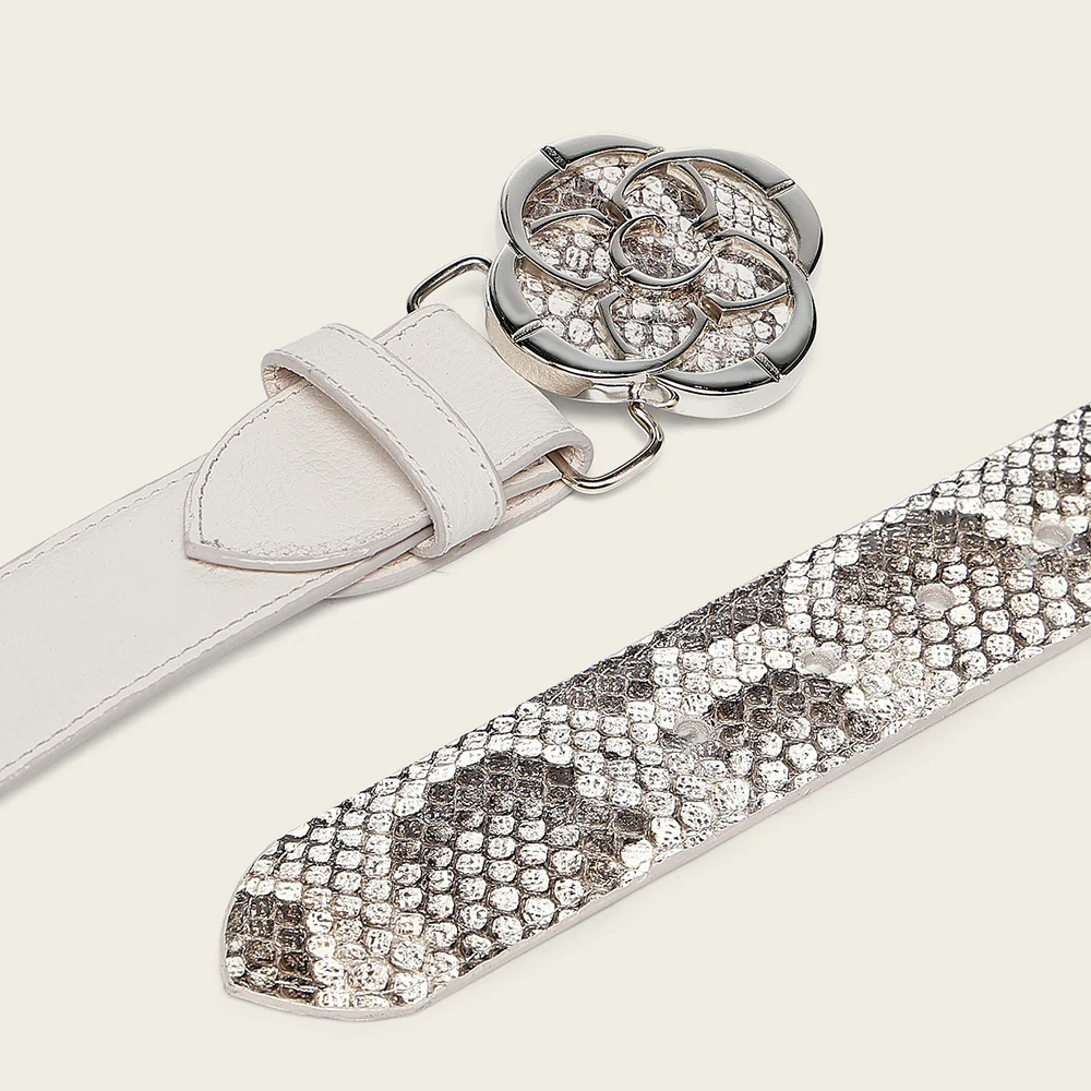 Women’s Luxury Belt in Genuine Python with Monogram Buckle