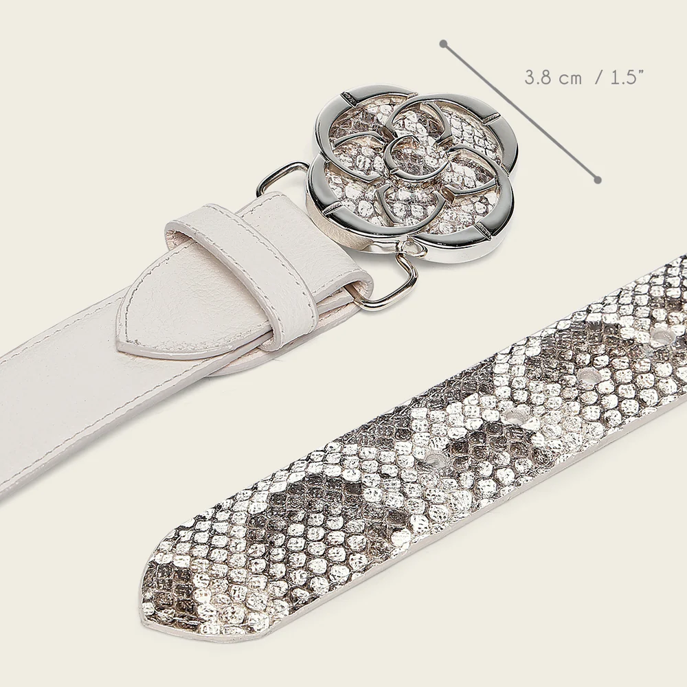 Women’s Luxury Belt in Genuine Python with Monogram Buckle