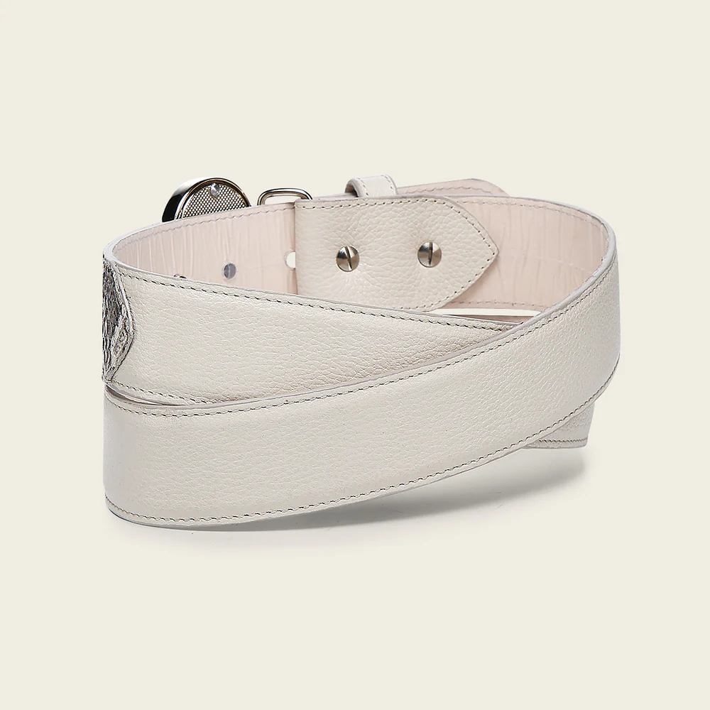 Women’s Luxury Belt in Genuine Python with Monogram Buckle