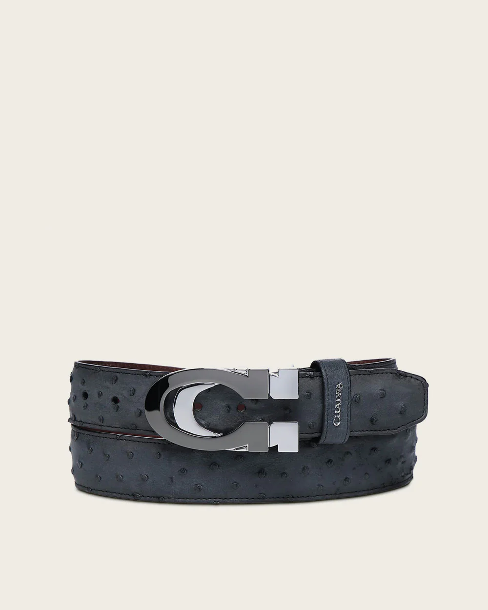 Luxury Blue Casual Belt in Genuine Ostrich Leather