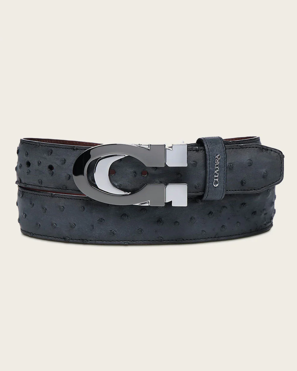 Luxury Blue Casual Belt in Genuine Ostrich Leather