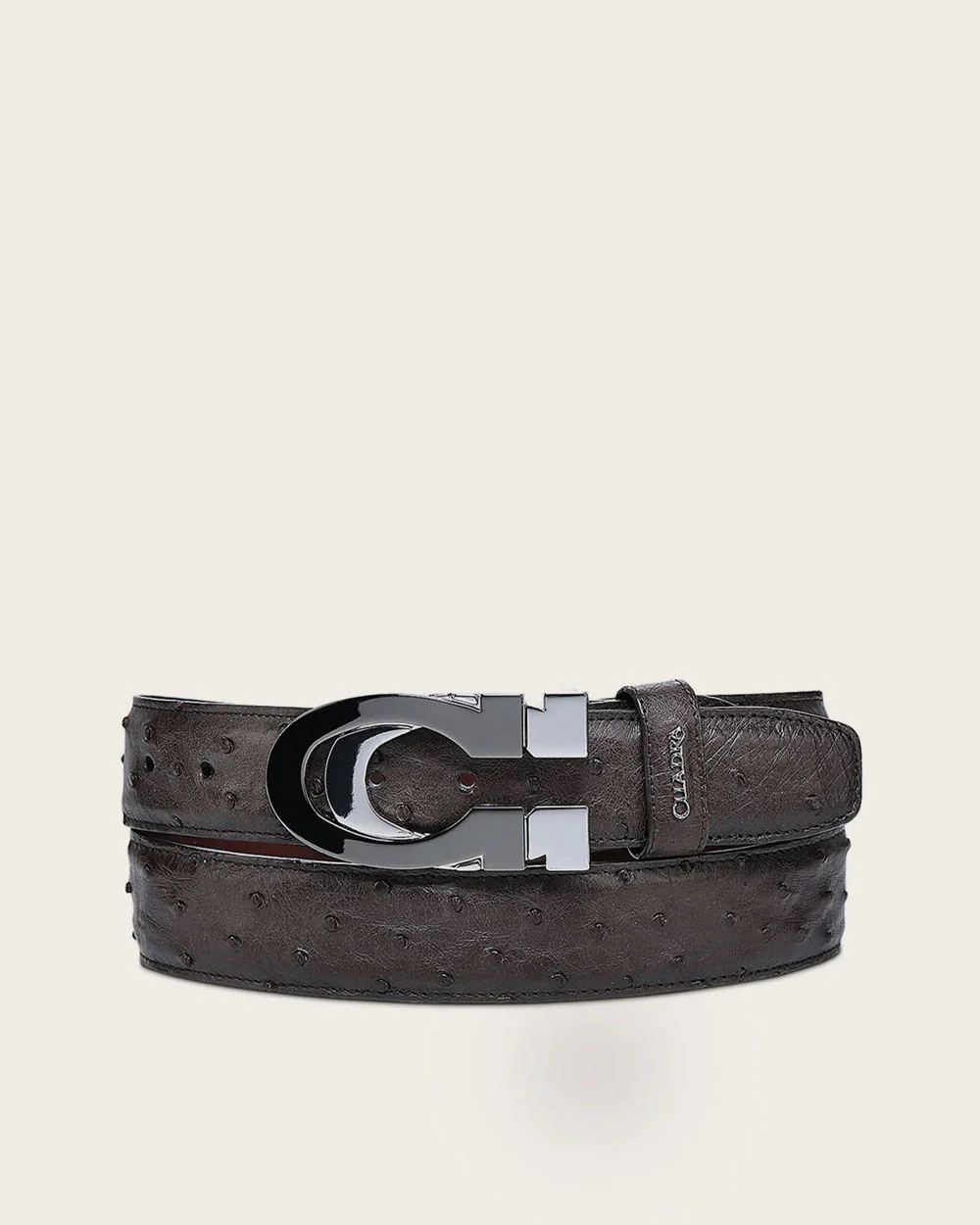 Luxury Brown Casual Belt in Genuine Ostrich Leather