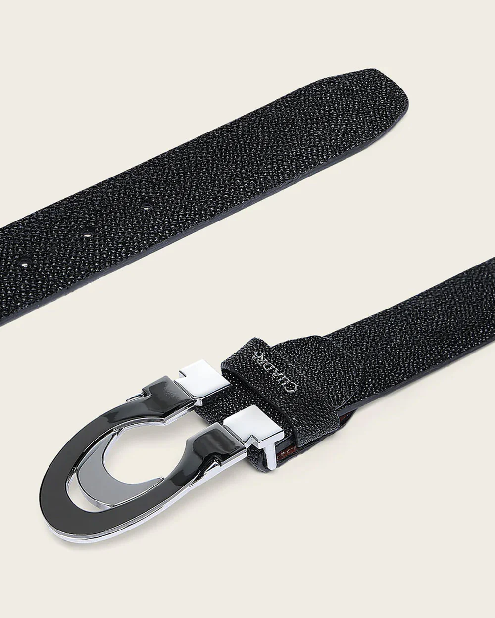 Men’s Black Stingray Leather Casual Belt 5 Men’s Black Stingray Leather Casual Belt