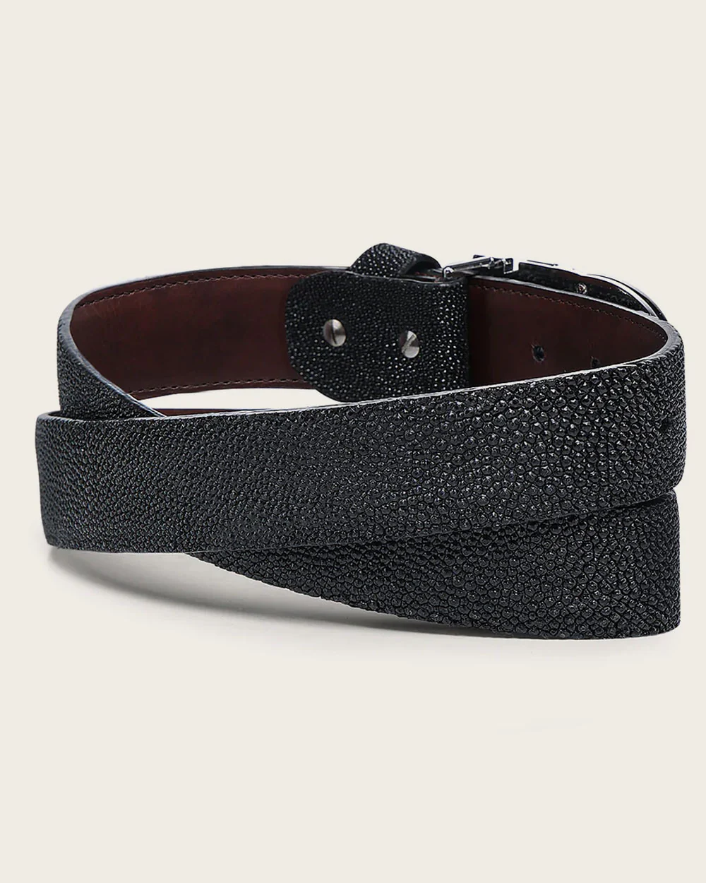 Men’s Black Stingray Leather Casual Belt 8 Men’s Black Stingray Leather Casual Belt