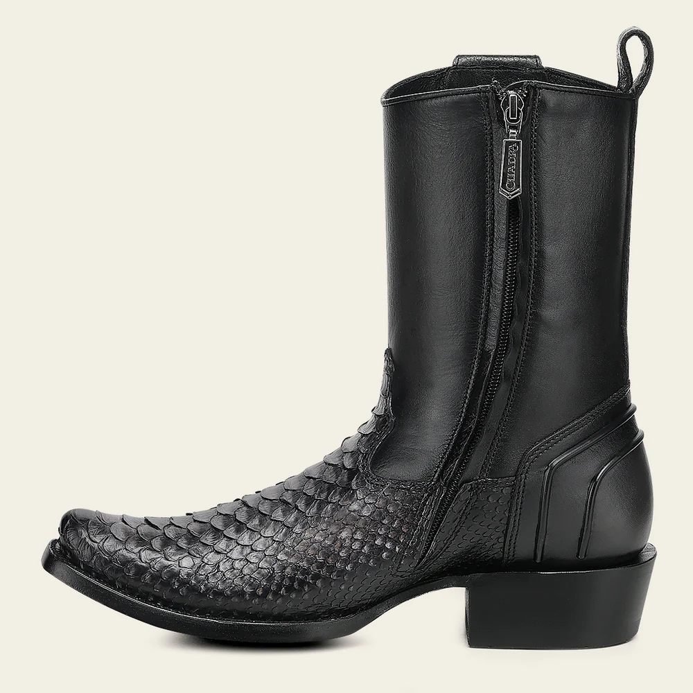 Men’s Urban Boot in Genuine Python & Calf Gray Leather with Vintage Finish 15 Men’s Urban Boot in Genuine Python & Calf Gray Leather with Vintage Finish