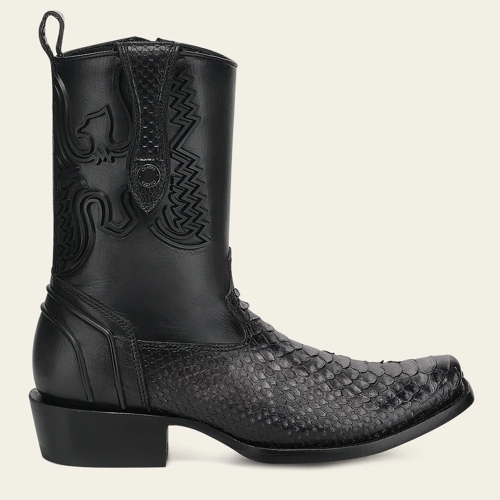Men’s Urban Boot in Genuine Python & Calf Gray Leather with Vintage Finish