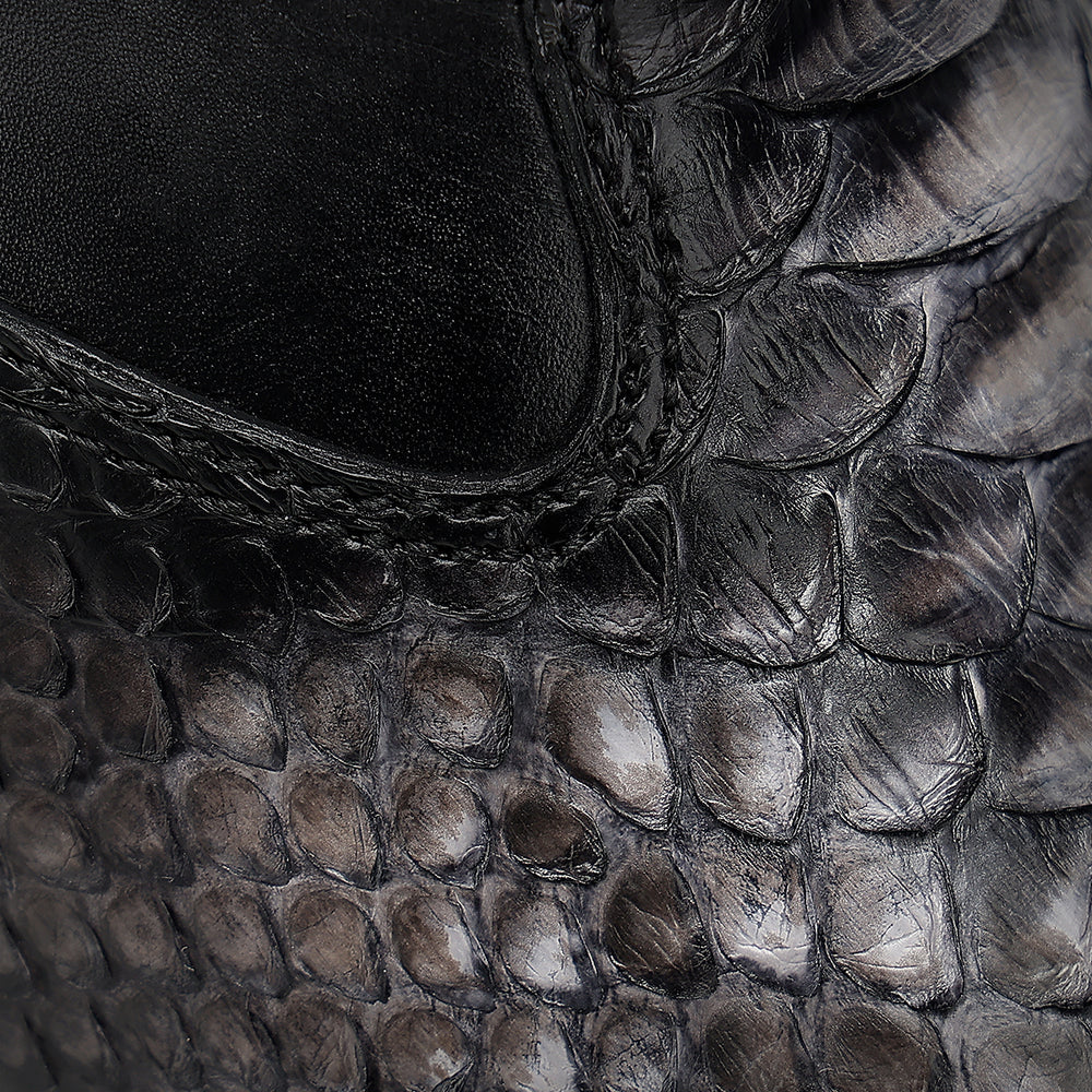 Men’s Urban Boot in Genuine Python & Calf Gray Leather with Vintage Finish 3 Men’s Urban Boot in Genuine Python & Calf Gray Leather with Vintage Finish