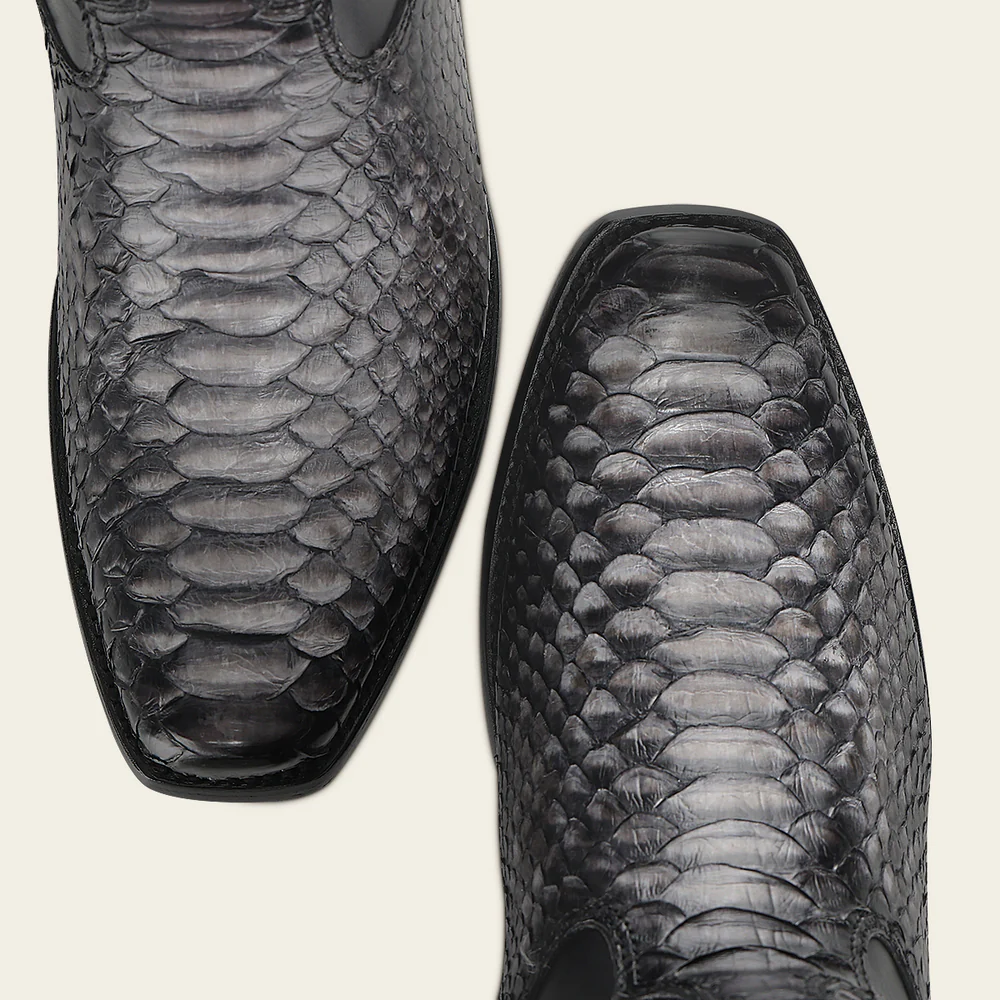 Men’s Urban Boot in Genuine Python & Calf Gray Leather with Vintage Finish 7 Men’s Urban Boot in Genuine Python & Calf Gray Leather with Vintage Finish