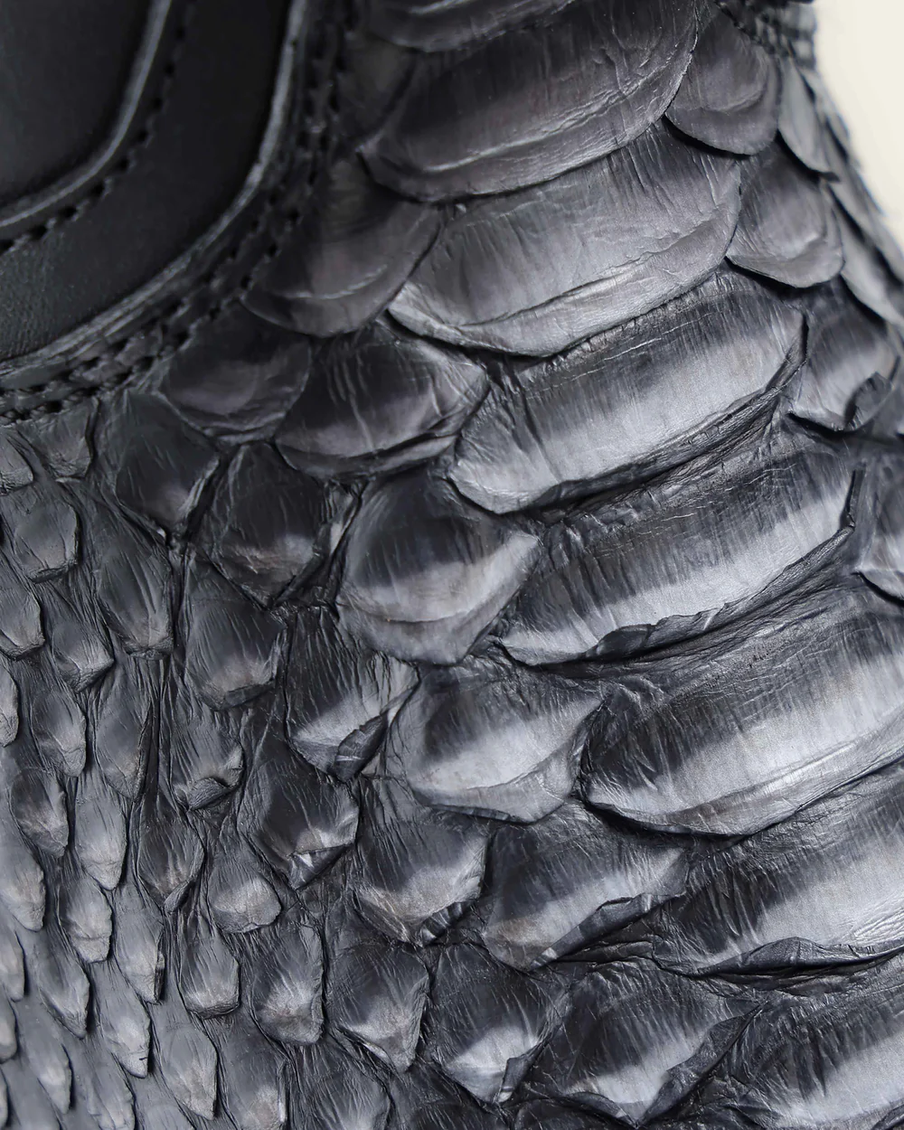 Men’s Genuine Python Leather Black/Grafite Boot with Mid-Calf Shaft