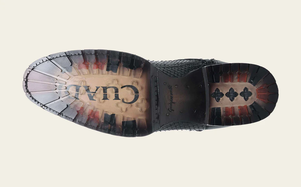 Men’s Genuine Python Leather Black/Grafite Boot with Mid-Calf Shaft