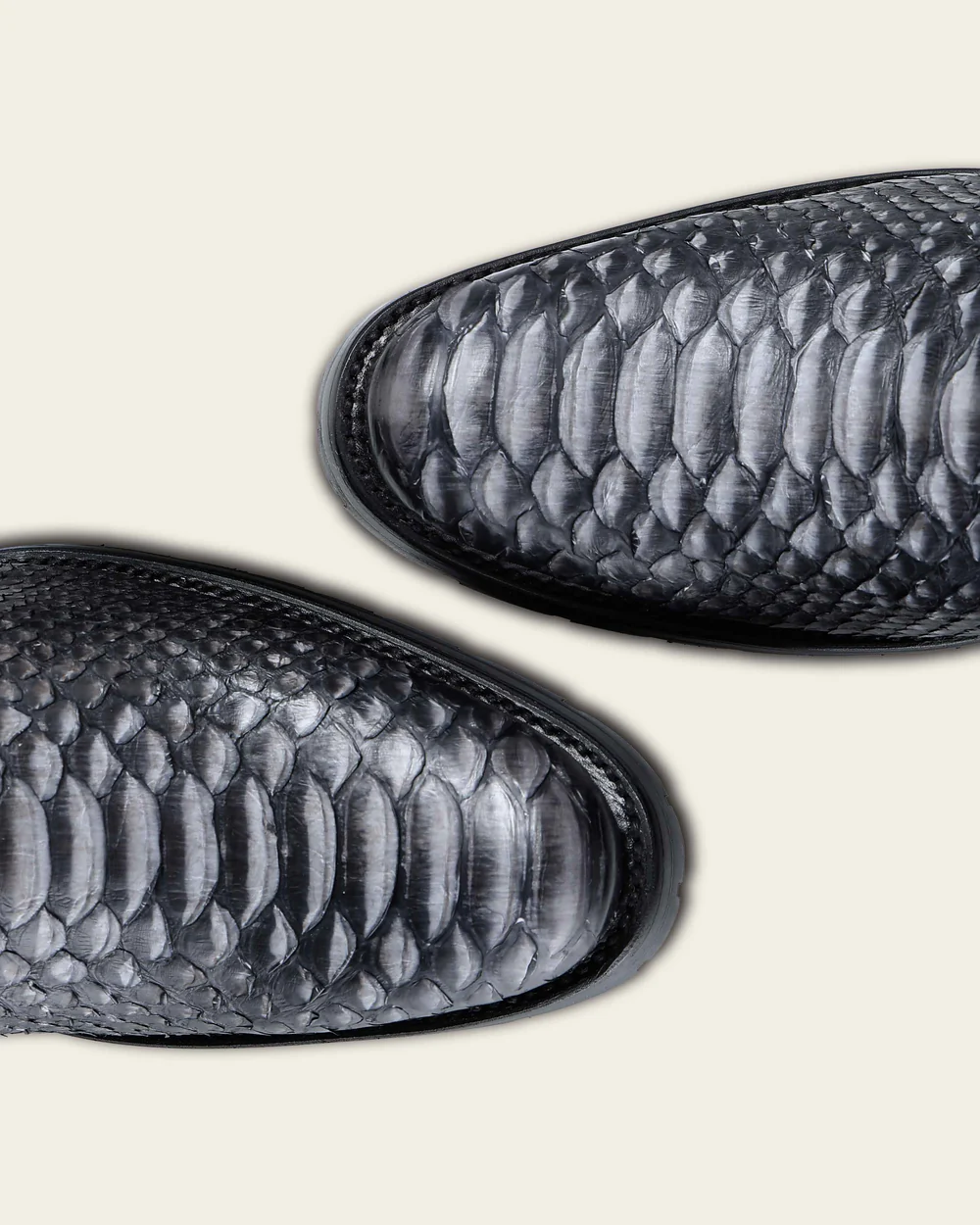 Men’s Genuine Python Leather Black/Grafite Boot with Mid-Calf Shaft