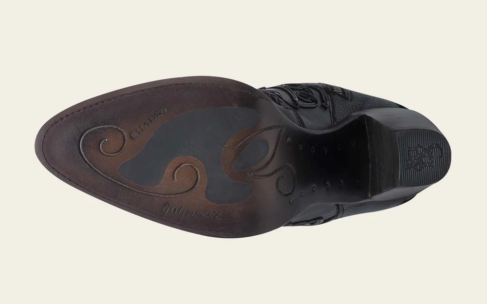 Women’s High Western Boot in Genuine Bovine Leather with Organic Embroidery