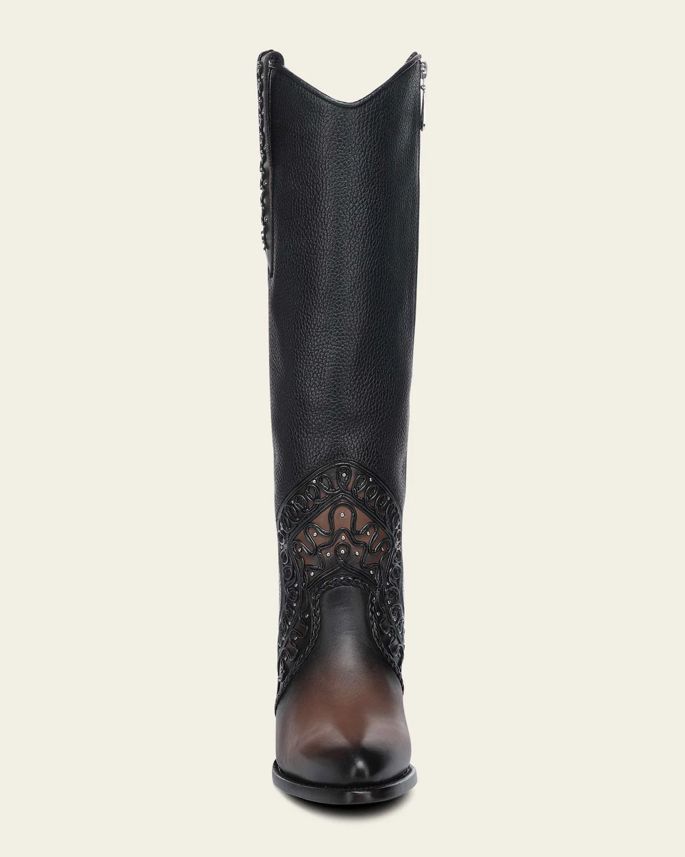Women’s High Western Boot in Genuine Bovine Leather with Organic Embroidery