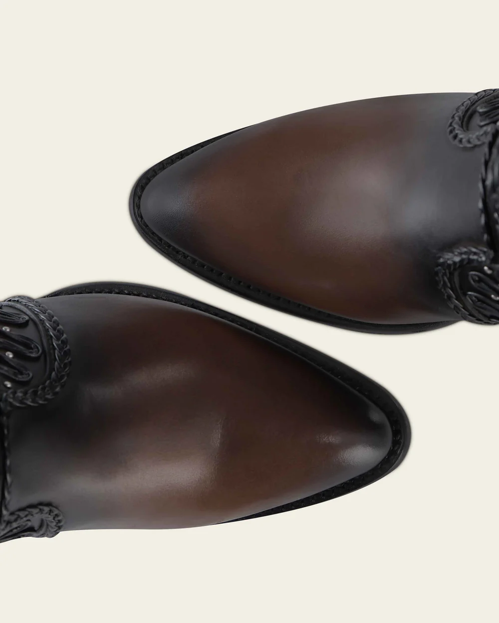 Women’s High Western Boot in Genuine Bovine Leather with Organic Embroidery