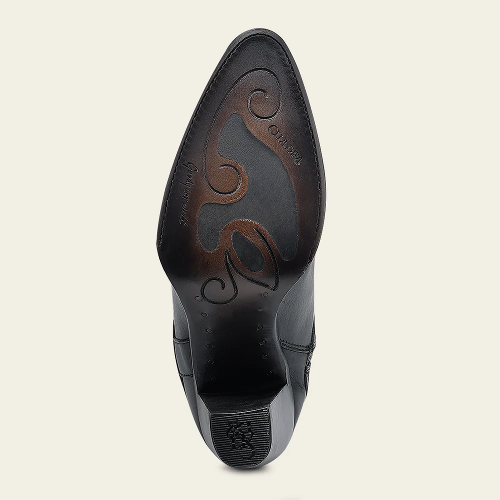 Women's Tall Gray Leather Boot with Laser-Cut Shaft & Raised Embroidery 17 Women's Tall Gray Leather Boot with Laser-Cut Shaft & Raised Embroidery