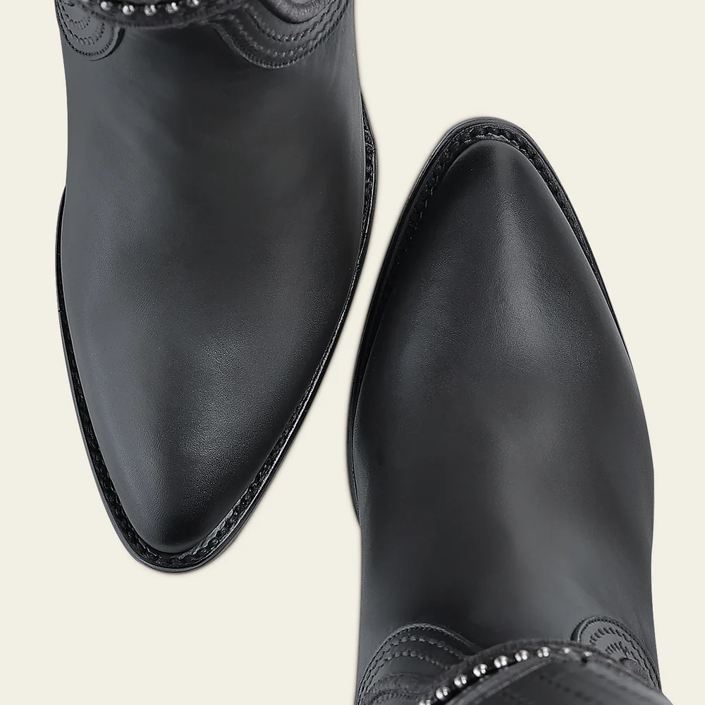 Women's Tall Gray Leather Boot with Laser-Cut Shaft & Raised Embroidery 7 Women's Tall Gray Leather Boot with Laser-Cut Shaft & Raised Embroidery