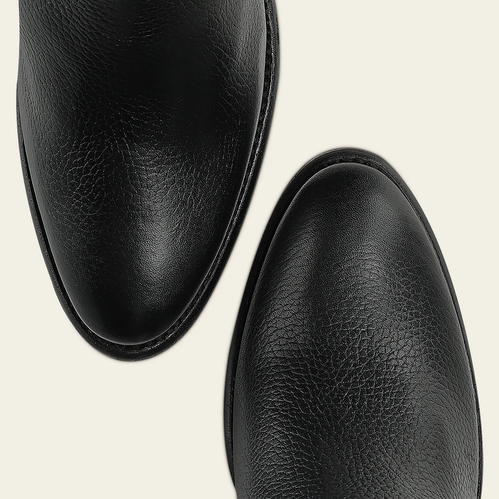 Women’s Tall Black Leather Boot with Crystals and Laser-Cut Geometric Embroidery 8 Women’s Tall Black Leather Boot with Crystals and Laser-Cut Geometric Embroidery