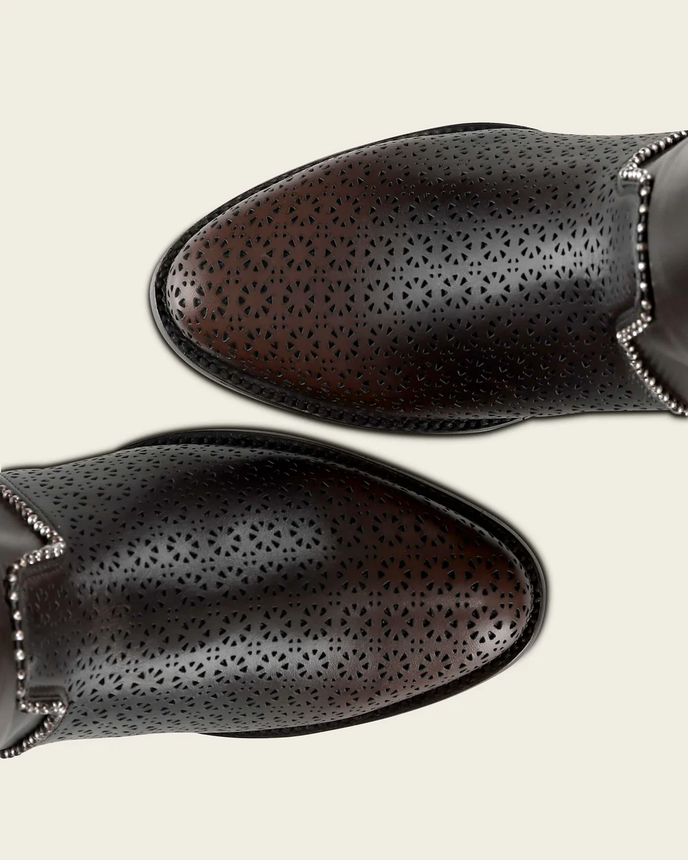 Women's Brown Tall Equestrian Leather Boot with Laser-Cut Details and Decorative Straps 8 Women's Brown Tall Equestrian Leather Boot with Laser-Cut Details and Decorative Straps