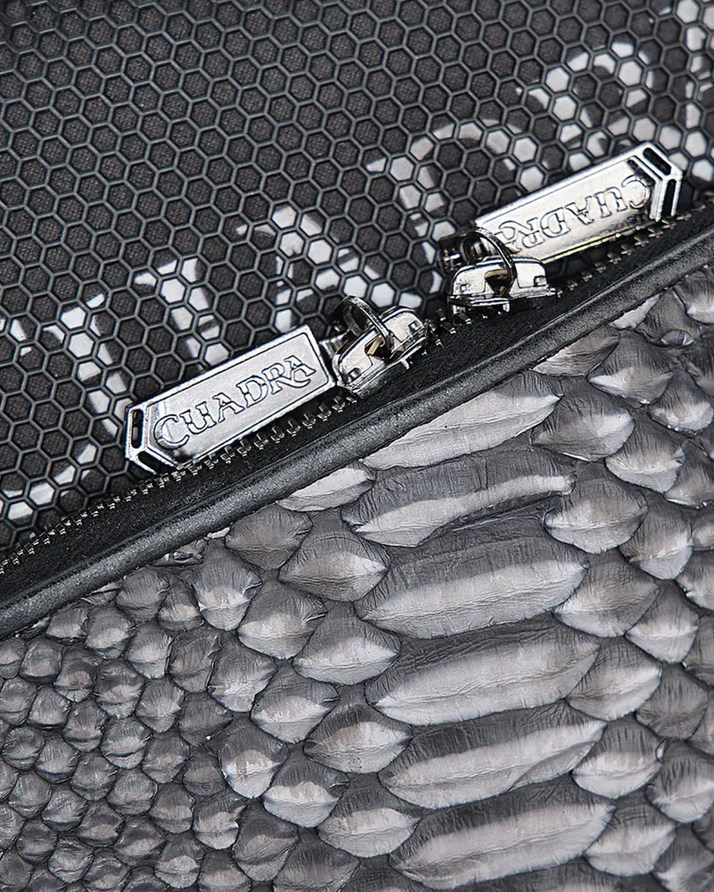 Grey Contrasting Leathers Exotic Messenger Bag