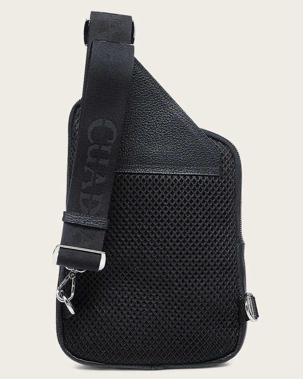 Grey Contrasting Leathers Exotic Messenger Bag