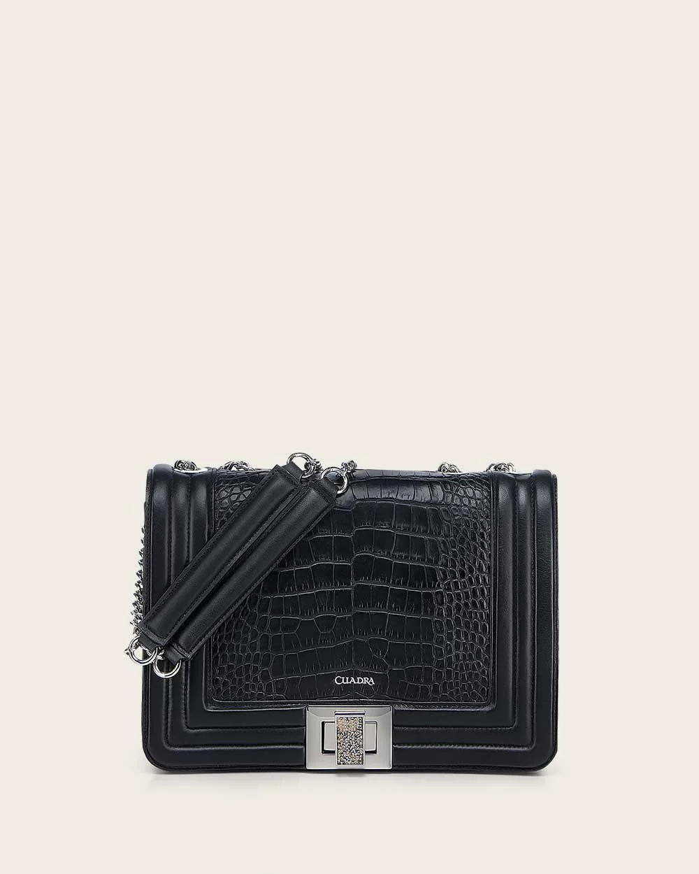 Luxury Women’s Shoulder Bag in Genuine Alligator and Bovine Leather