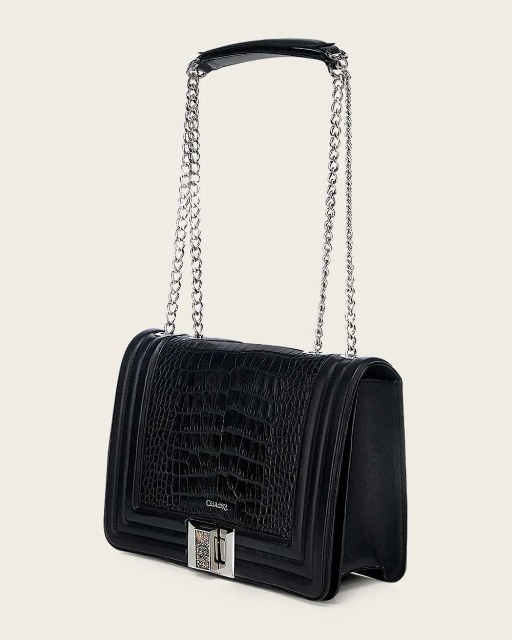 Luxury Women’s Shoulder Bag in Genuine Alligator and Bovine Leather