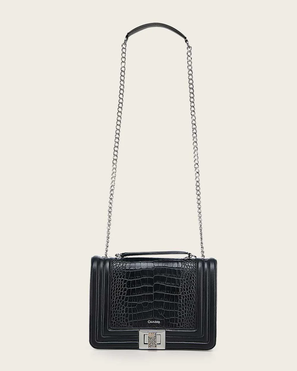 Luxury Women’s Shoulder Bag in Genuine Alligator and Bovine Leather