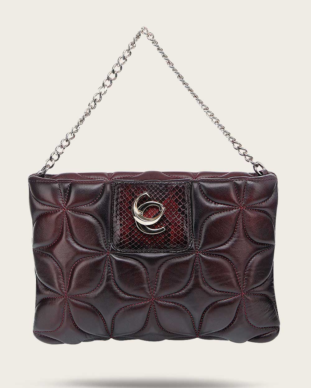 Luxury Shoulder Bag in Genuine Python and Bovine Leather