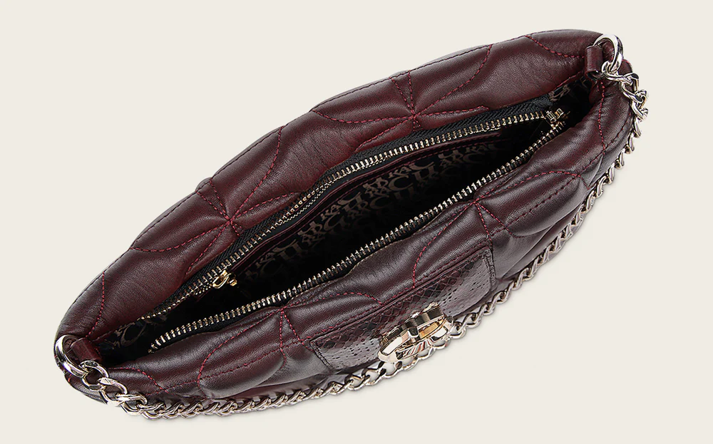 Luxury Shoulder Bag in Genuine Python and Bovine Leather