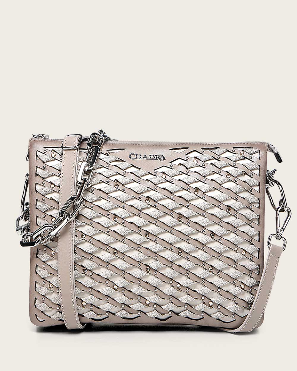 Luxury Beige Shoulder Bag in Genuine Lambskin Leather