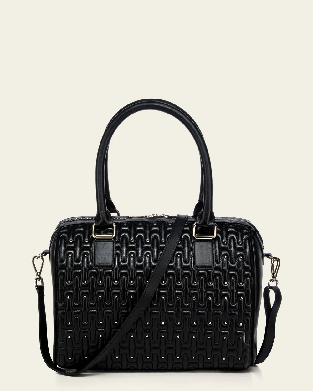 Elegant Women’s Black Handbag in Genuine Lambskin with Crystal Accents 13 Elegant Women’s Black Handbag in Genuine Lambskin with Crystal Accents